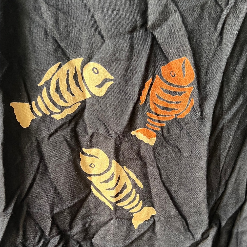 Peppermint Black Mini Dress with Cream and Brown Fish Print - Picture 6 of 6